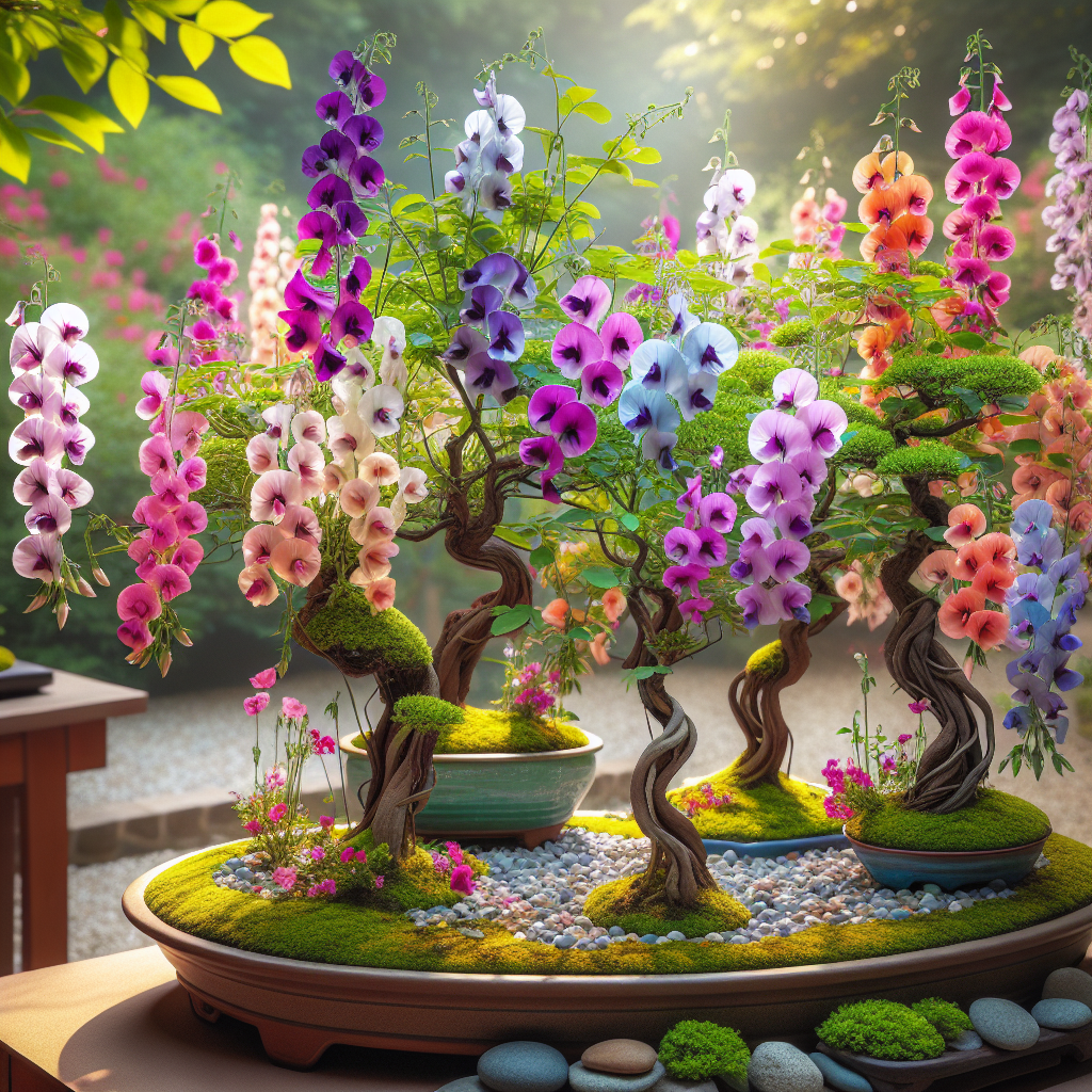 Creating a Delightful Bonsai Garden with Sweet Pea Plants  